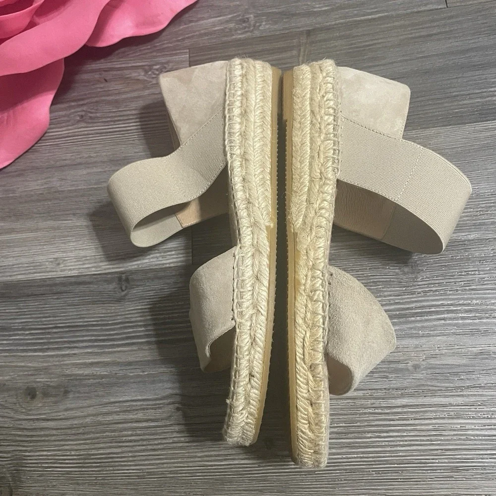 KANNA Spain Womens Sz‎ 37 (US 6.5-7) Beige Suede Elastic Band Espadrilles Summer